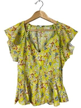 Sam Edelman Chartreuse Cotton Sumer Blouse